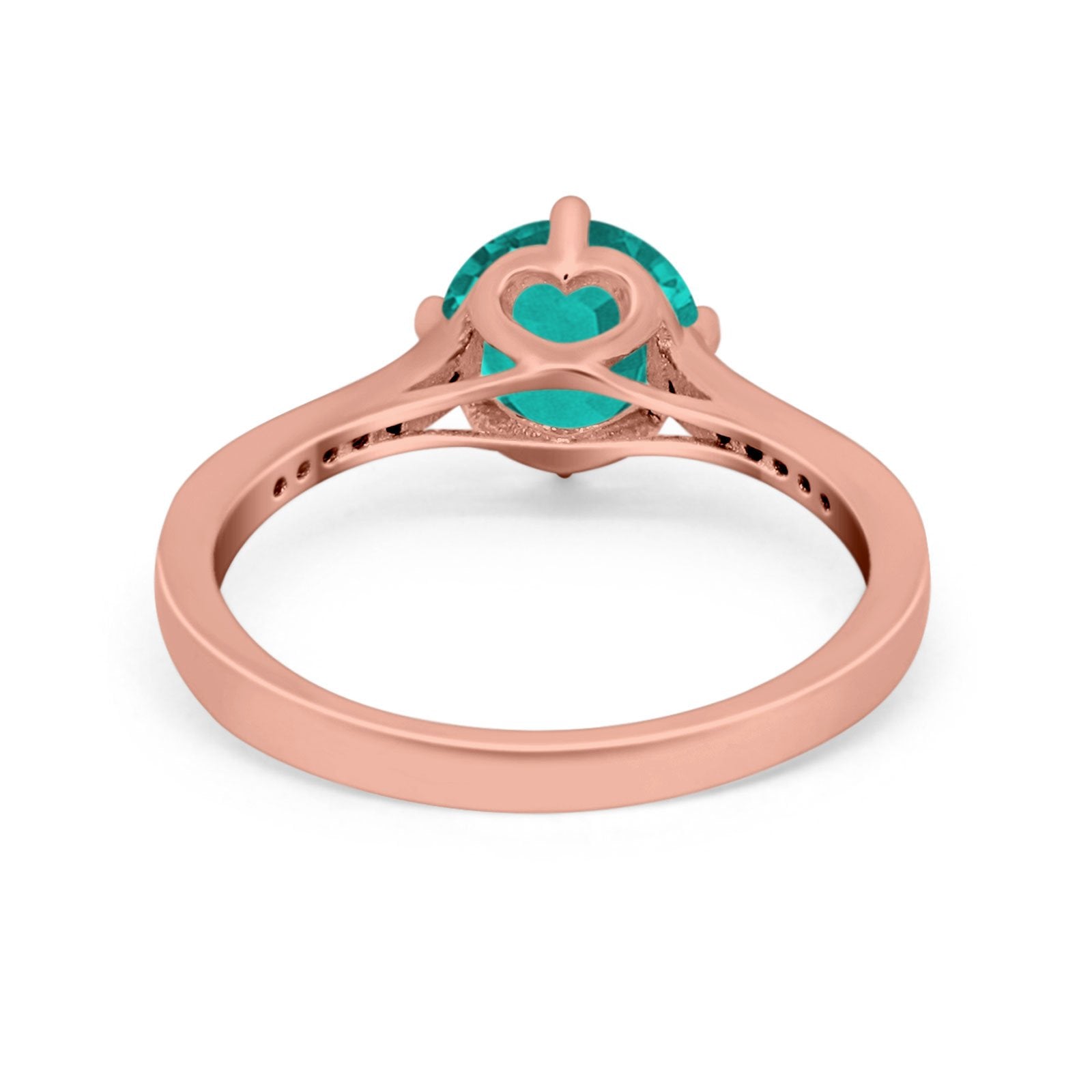 Solitaire Art Deco Wedding Ring Round Simulated Cubic Zirconia 925 Sterling Silver