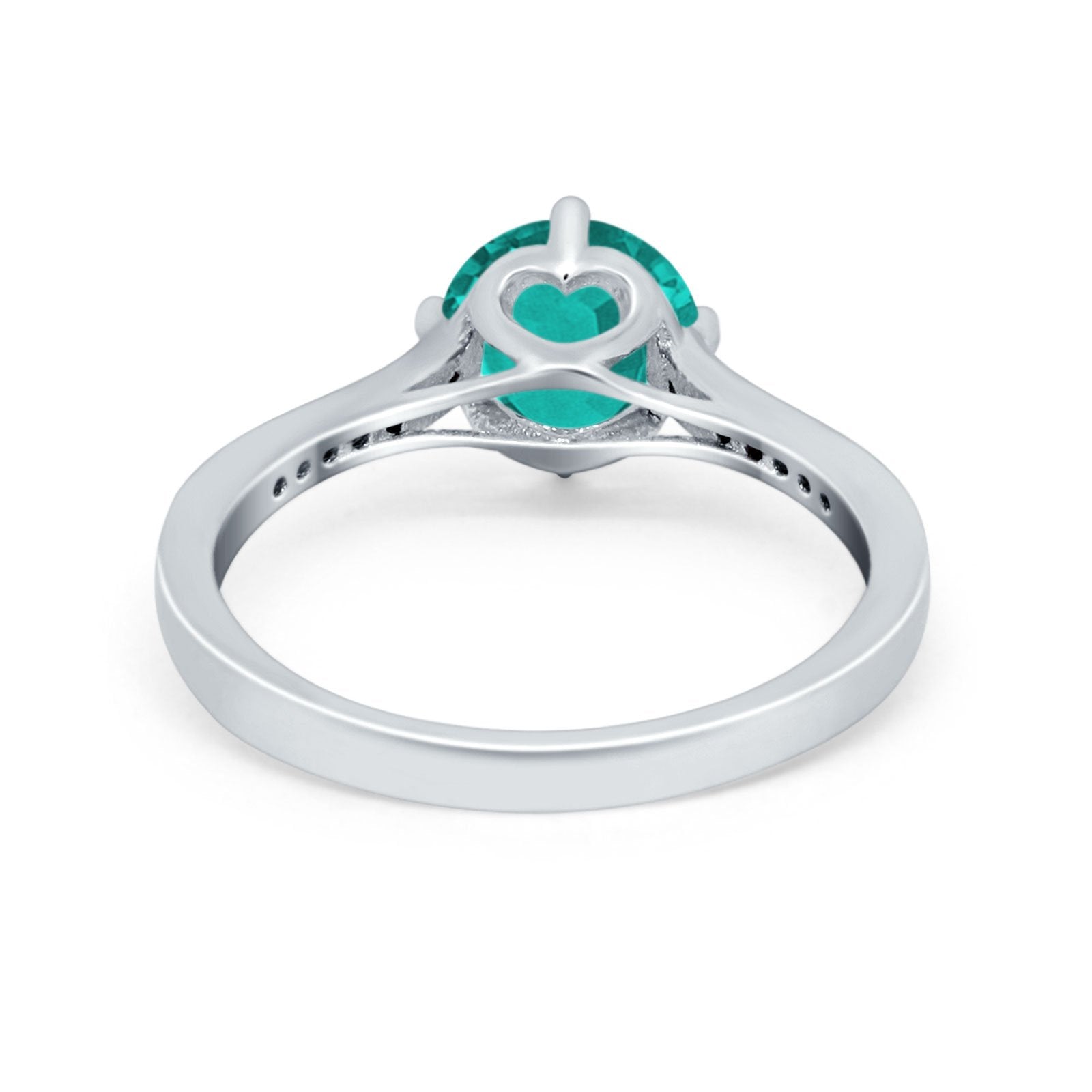 Solitaire Art Deco Wedding Ring Round Simulated Cubic Zirconia 925 Sterling Silver