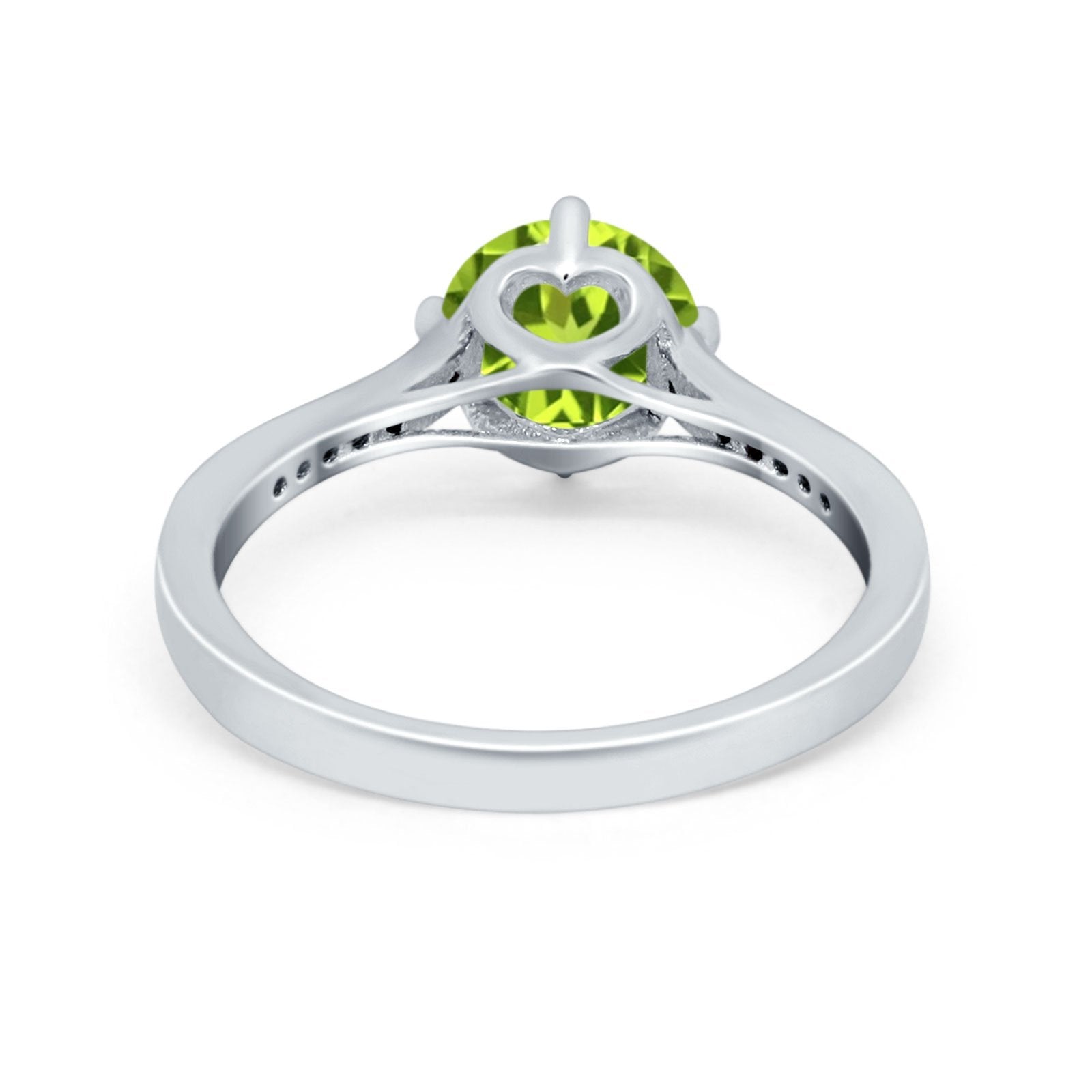 Solitaire Art Deco Wedding Ring Round Simulated Cubic Zirconia 925 Sterling Silver