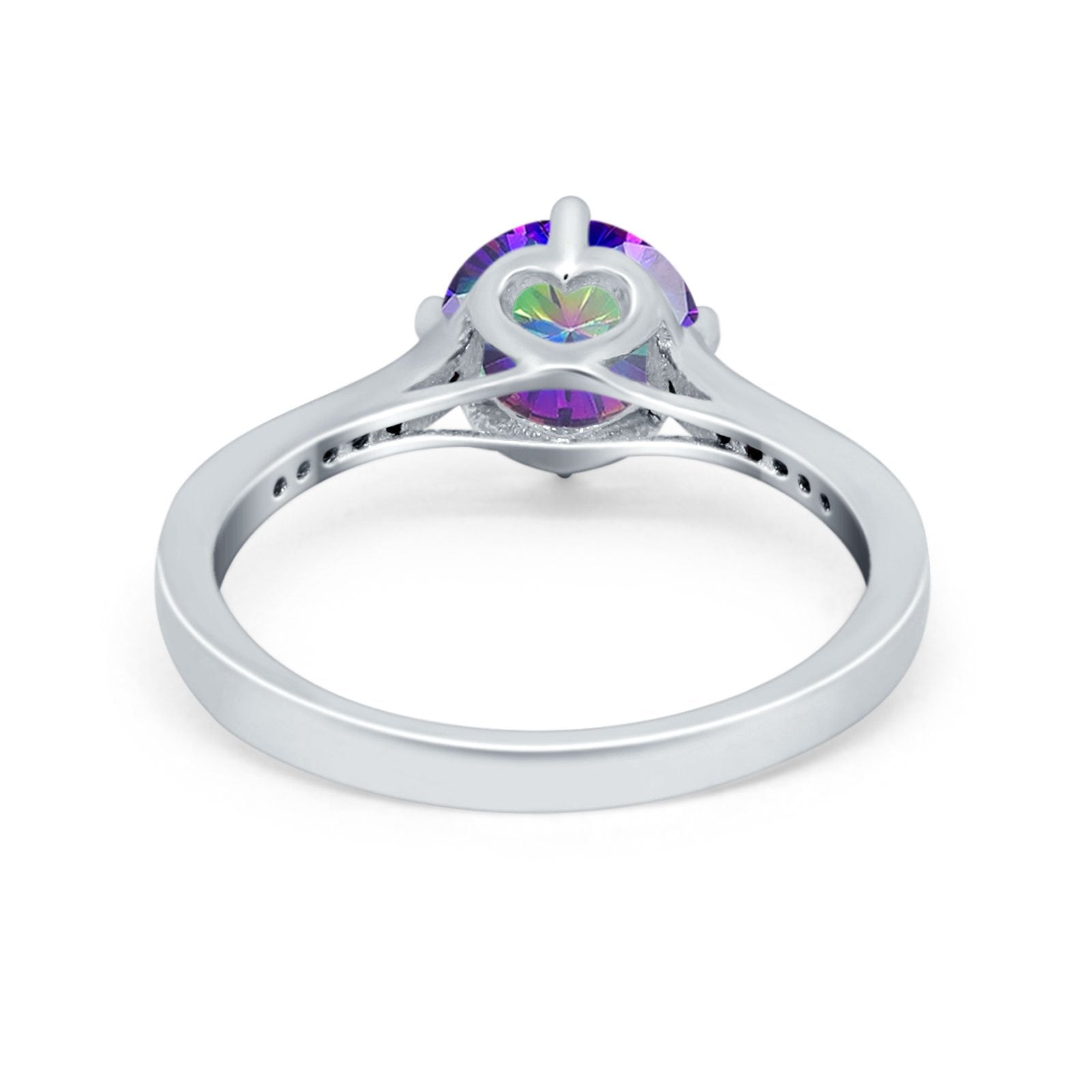 Solitaire Art Deco Wedding Ring Round Simulated Cubic Zirconia 925 Sterling Silver