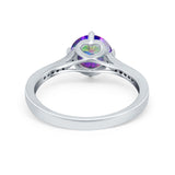 Solitaire Art Deco Wedding Ring Round Simulated Cubic Zirconia 925 Sterling Silver