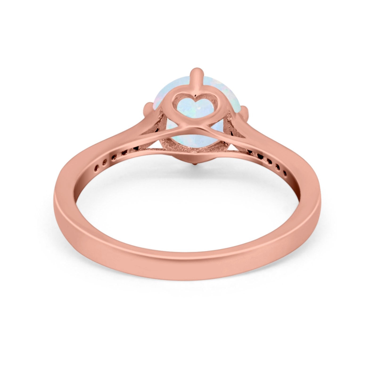 Solitaire Art Deco Wedding Ring Round Simulated Cubic Zirconia 925 Sterling Silver