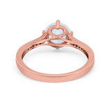 Solitaire Art Deco Wedding Ring Round Simulated Cubic Zirconia 925 Sterling Silver