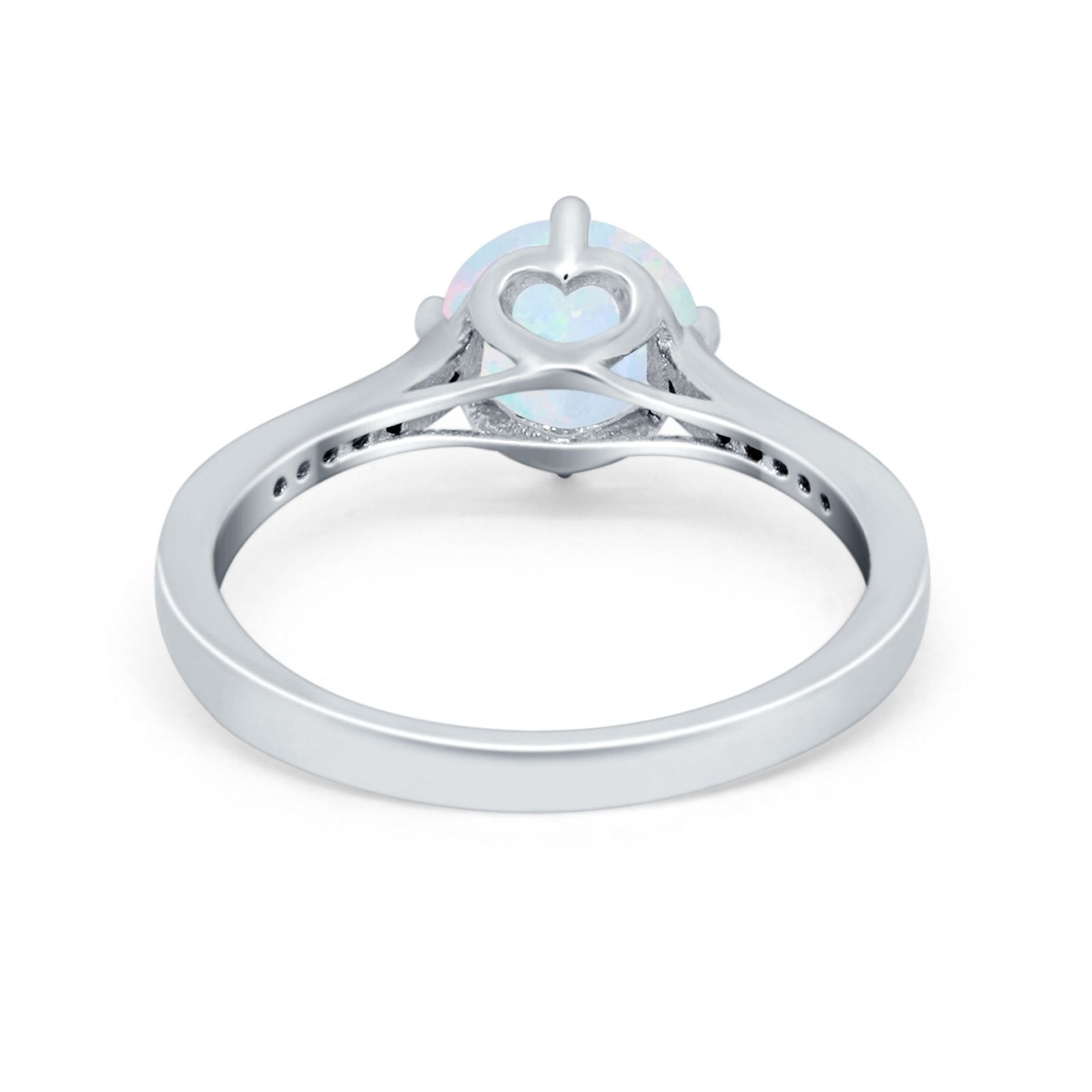 Solitaire Art Deco Wedding Ring Round Simulated Cubic Zirconia 925 Sterling Silver