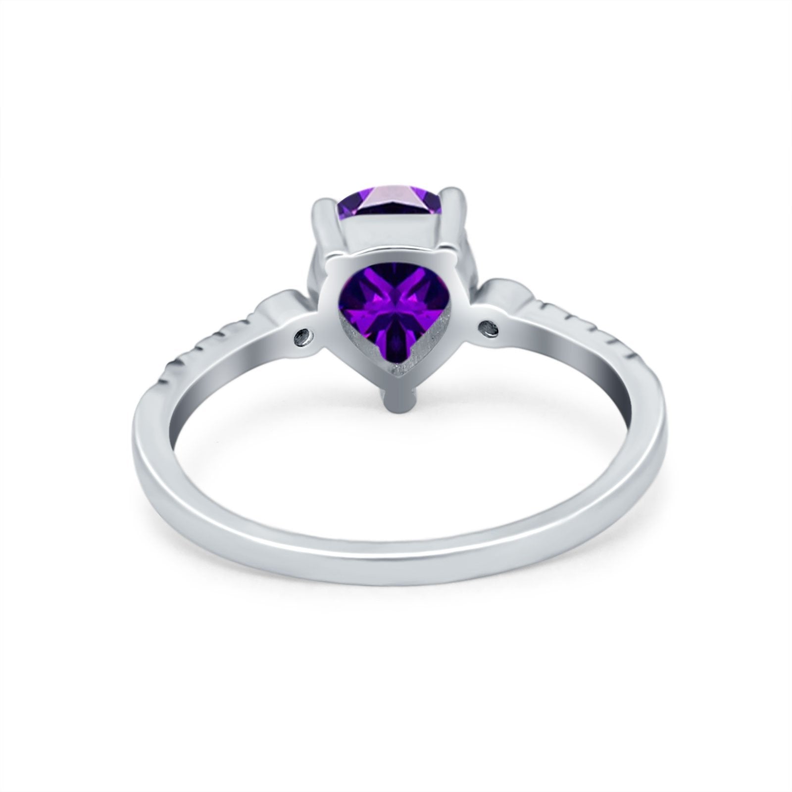 Vintage Style Teardrop Wedding Ring Simulated Cubic Zirconia 925 Sterling Silver