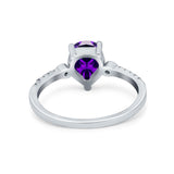 Vintage Style Teardrop Wedding Ring Simulated Cubic Zirconia 925 Sterling Silver