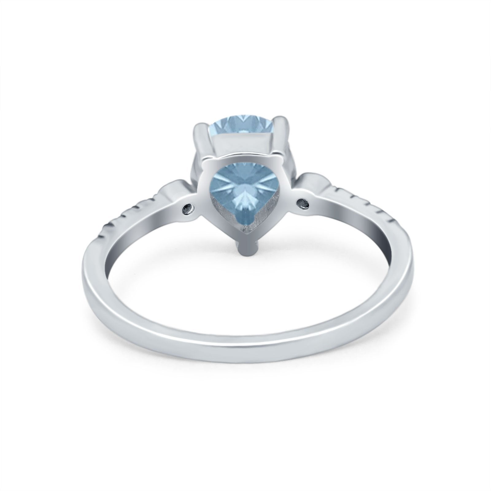 Vintage Style Teardrop Wedding Ring Simulated Cubic Zirconia 925 Sterling Silver