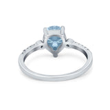 Vintage Style Teardrop Wedding Ring Simulated Cubic Zirconia 925 Sterling Silver