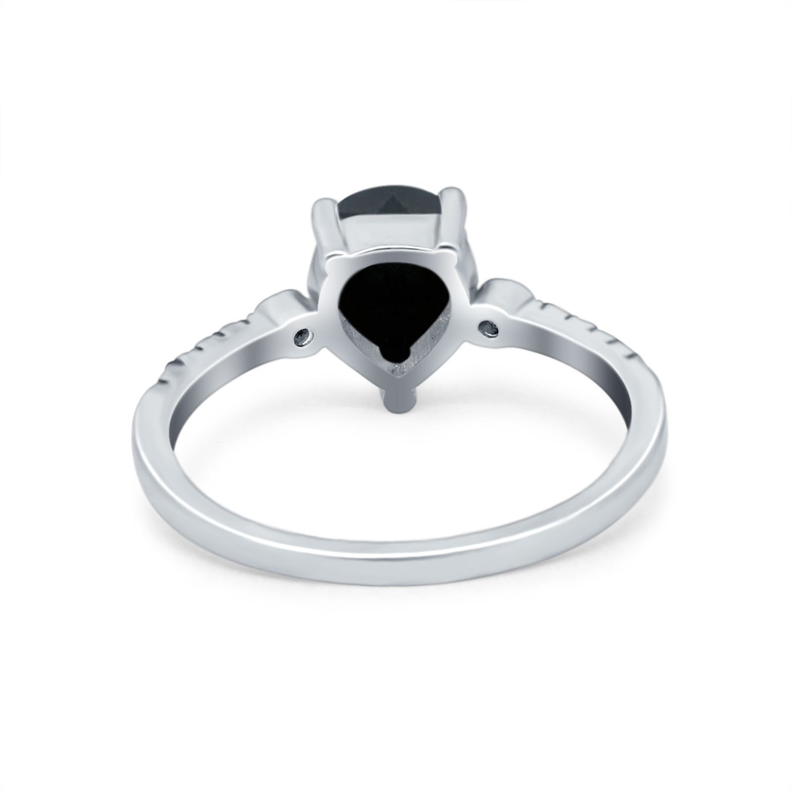 Vintage Style Teardrop Wedding Ring Simulated Cubic Zirconia 925 Sterling Silver