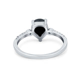 Vintage Style Teardrop Wedding Ring Simulated Cubic Zirconia 925 Sterling Silver