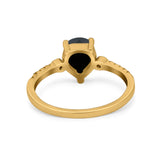 Vintage Style Teardrop Wedding Ring Simulated Cubic Zirconia 925 Sterling Silver