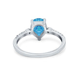 Vintage Style Teardrop Wedding Ring Simulated Cubic Zirconia 925 Sterling Silver