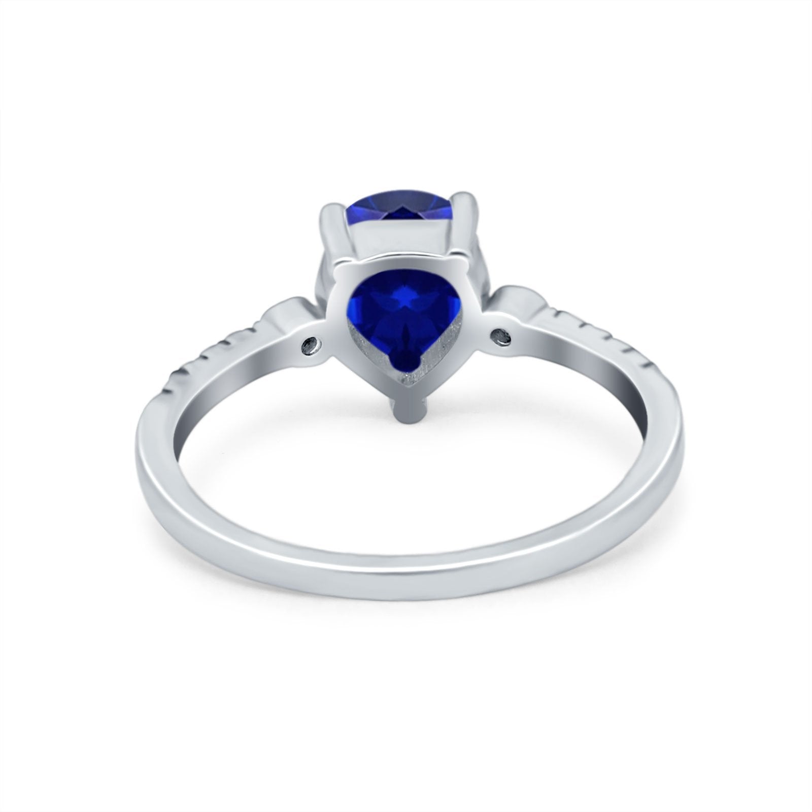 Vintage Style Teardrop Wedding Ring Simulated Cubic Zirconia 925 Sterling Silver