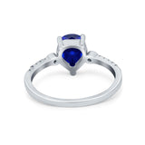 Vintage Style Teardrop Wedding Ring Simulated Cubic Zirconia 925 Sterling Silver