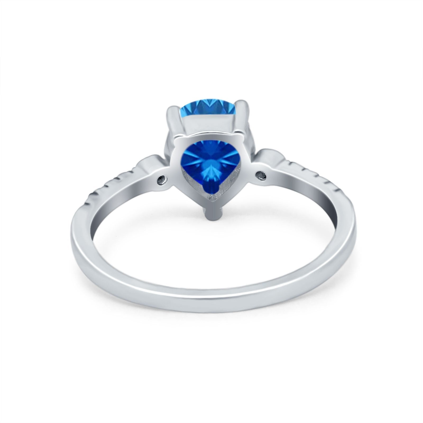 Vintage Style Teardrop Wedding Ring Simulated Cubic Zirconia 925 Sterling Silver