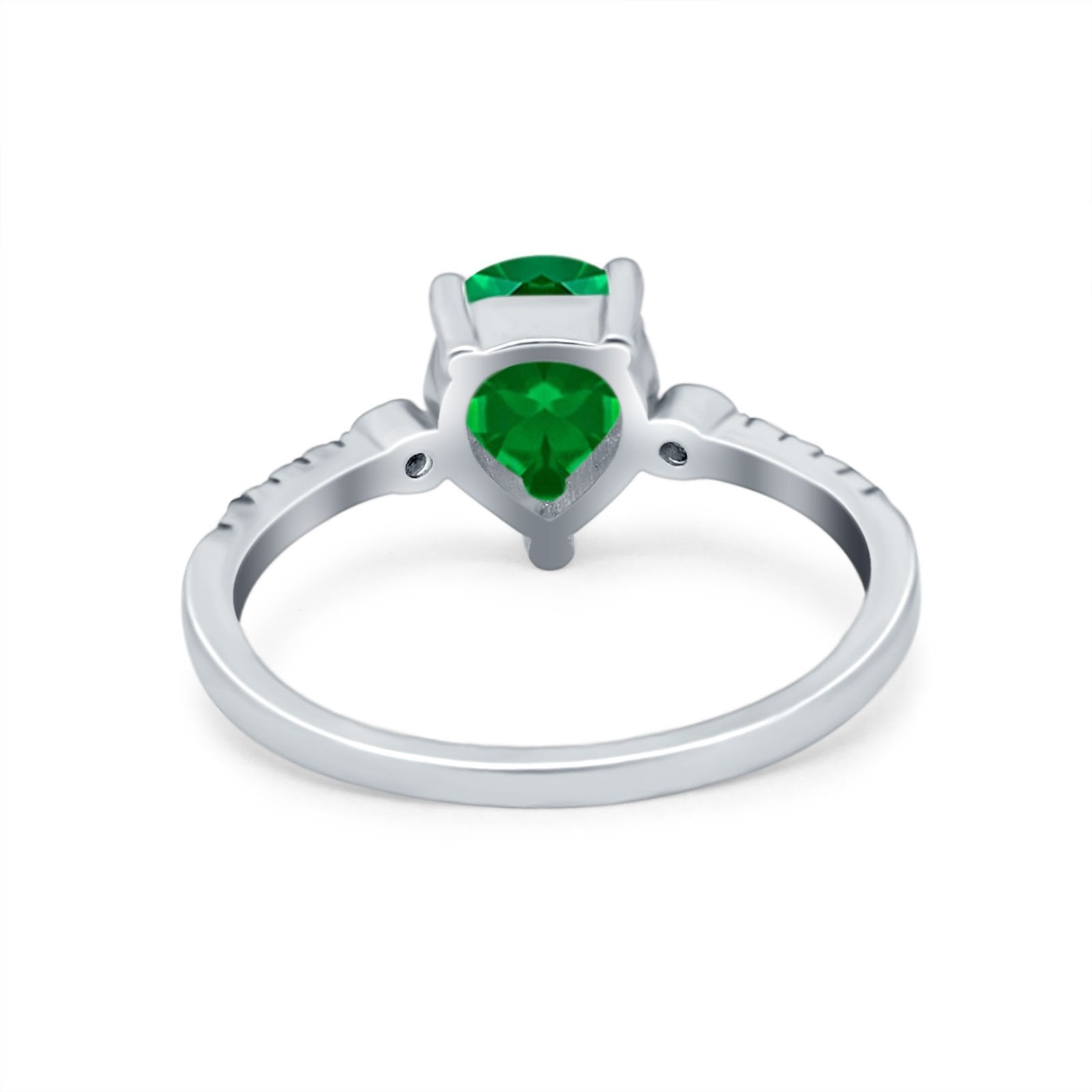 Vintage Style Teardrop Wedding Ring Simulated Cubic Zirconia 925 Sterling Silver