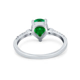 Vintage Style Teardrop Wedding Ring Simulated Cubic Zirconia 925 Sterling Silver