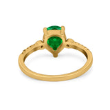 Vintage Style Teardrop Wedding Ring Simulated Cubic Zirconia 925 Sterling Silver