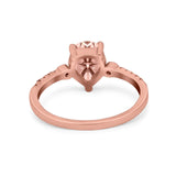 Vintage Style Teardrop Wedding Ring Simulated Cubic Zirconia 925 Sterling Silver