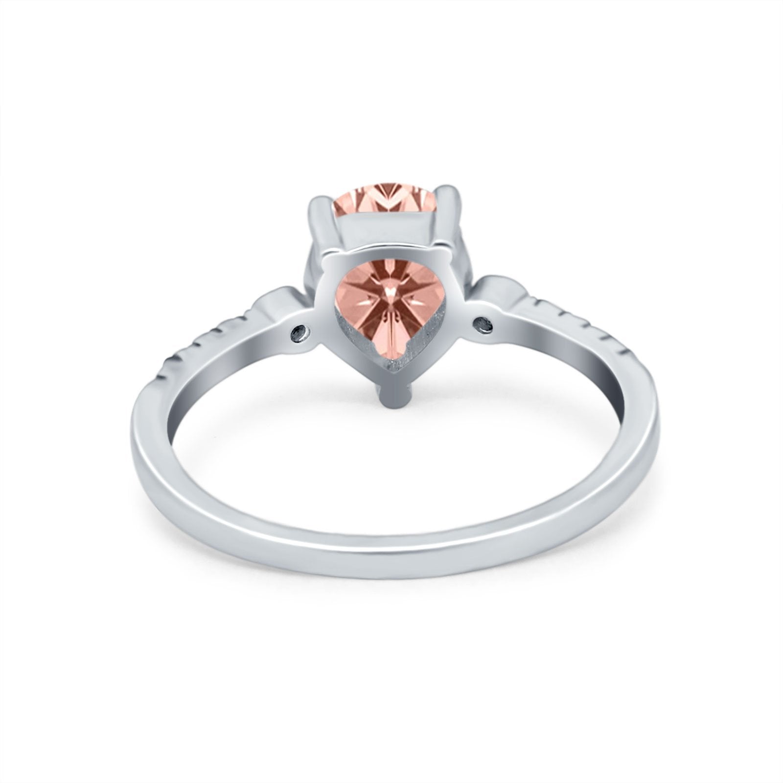 Vintage Style Teardrop Wedding Ring Simulated Cubic Zirconia 925 Sterling Silver