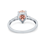 Vintage Style Teardrop Wedding Ring Simulated Cubic Zirconia 925 Sterling Silver