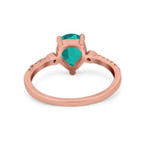 Vintage Style Teardrop Wedding Ring Simulated Cubic Zirconia 925 Sterling Silver