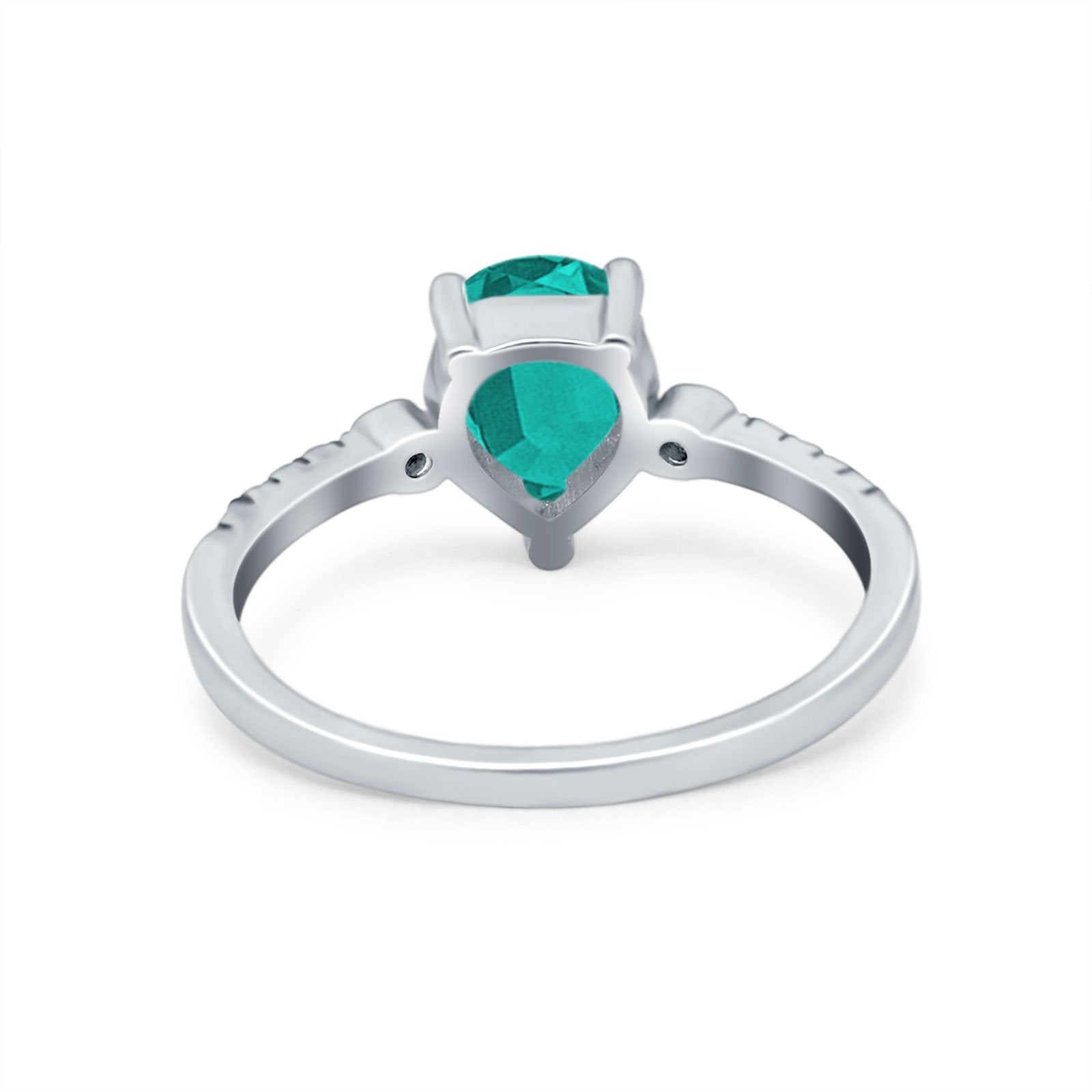 Vintage Style Teardrop Wedding Ring Simulated Cubic Zirconia 925 Sterling Silver