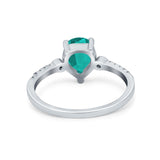 Vintage Style Teardrop Wedding Ring Simulated Cubic Zirconia 925 Sterling Silver