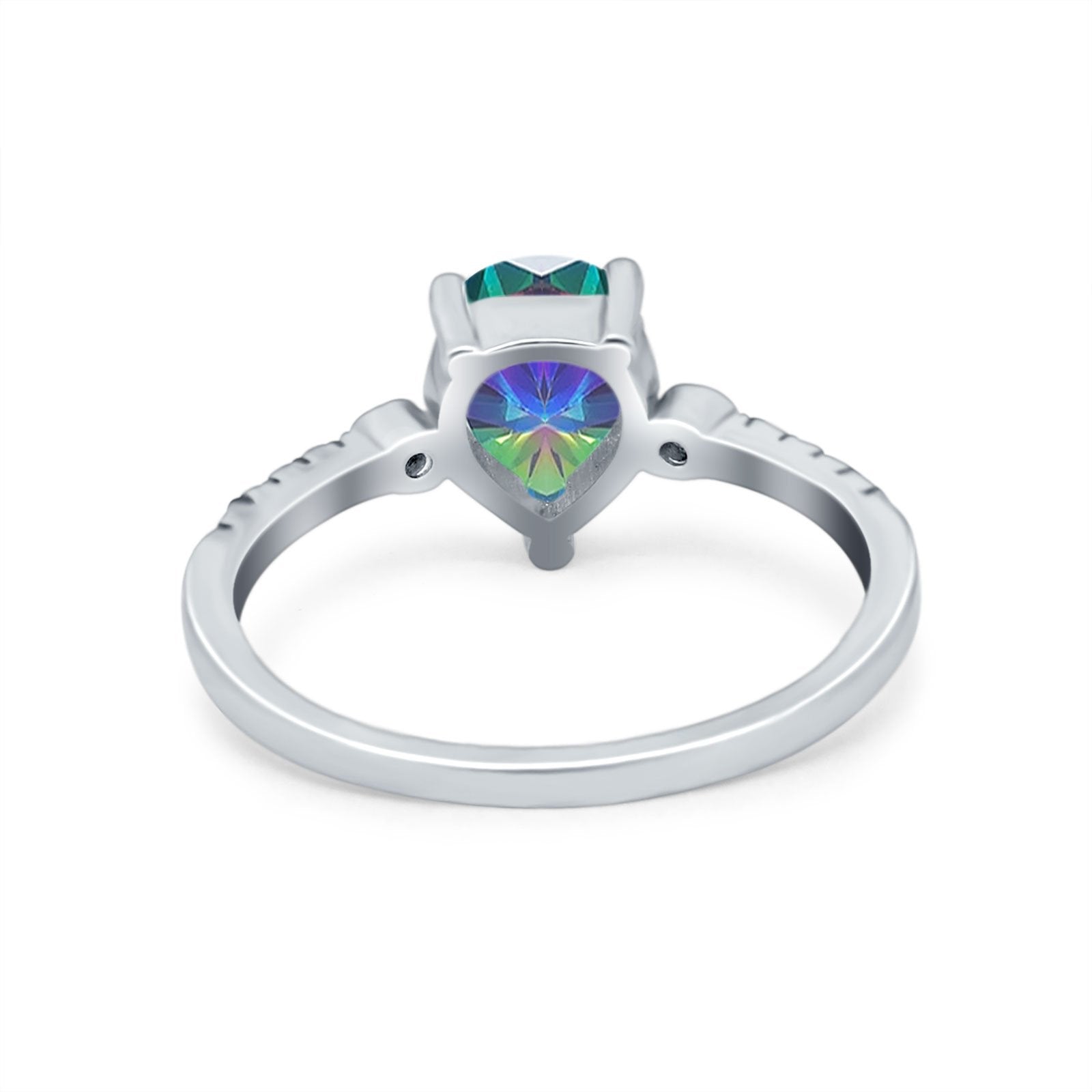 Vintage Style Teardrop Wedding Ring Simulated Cubic Zirconia 925 Sterling Silver