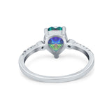 Vintage Style Teardrop Wedding Ring Simulated Cubic Zirconia 925 Sterling Silver