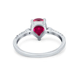 Vintage Style Teardrop Wedding Ring Simulated Cubic Zirconia 925 Sterling Silver