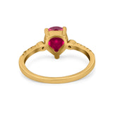 Vintage Style Teardrop Wedding Ring Simulated Cubic Zirconia 925 Sterling Silver