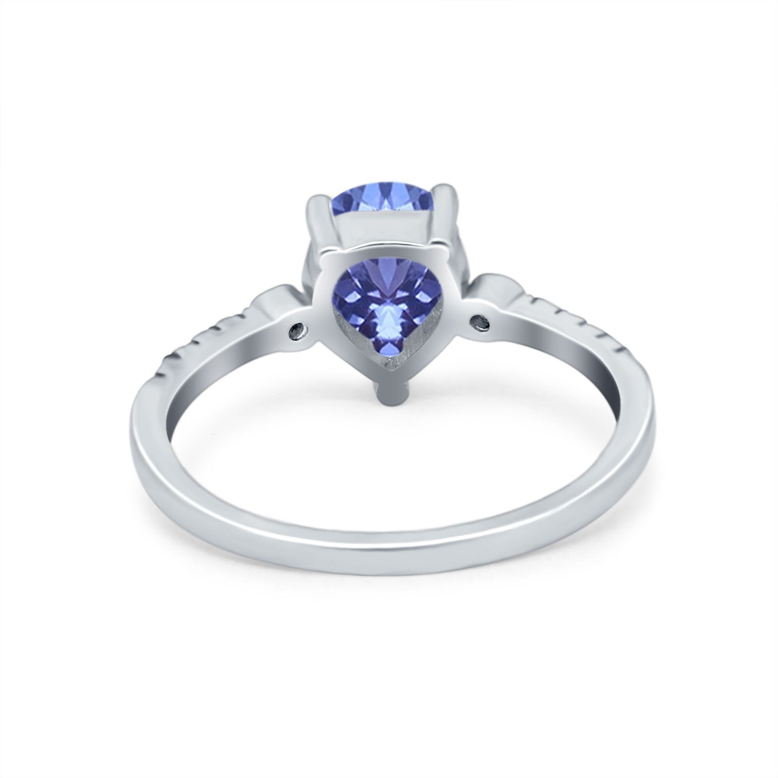 Vintage Style Teardrop Wedding Ring Simulated Cubic Zirconia 925 Sterling Silver