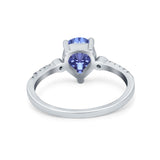 Vintage Style Teardrop Wedding Ring Simulated Cubic Zirconia 925 Sterling Silver