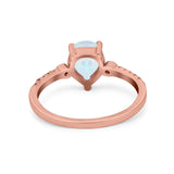 Vintage Style Teardrop Wedding Ring Simulated Cubic Zirconia 925 Sterling Silver