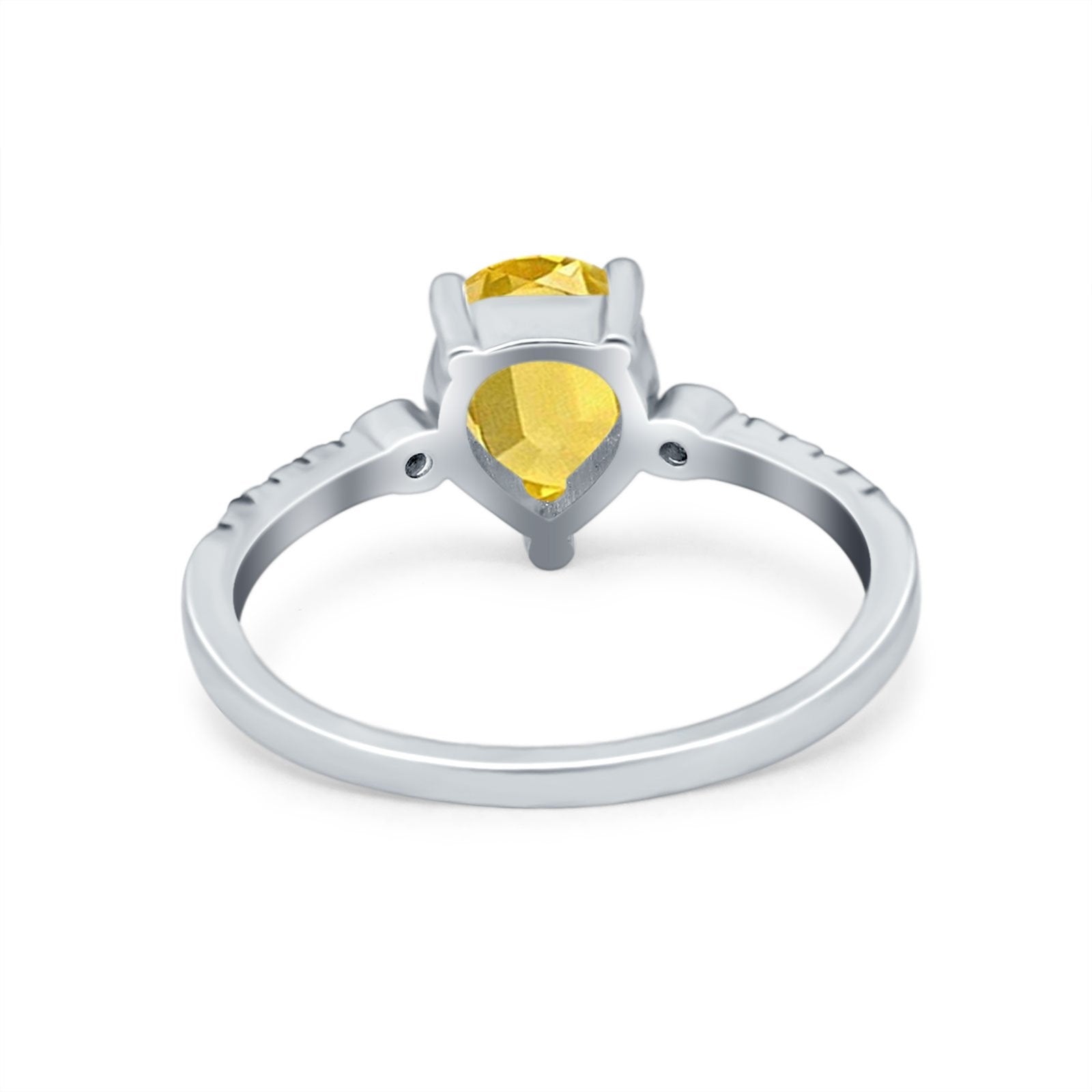 Vintage Style Teardrop Wedding Ring Simulated Cubic Zirconia 925 Sterling Silver