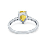 Vintage Style Teardrop Wedding Ring Simulated Cubic Zirconia 925 Sterling Silver