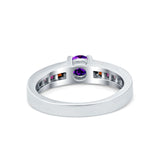 Soliaire Accent Multicolored Simulated Cubic Zirconia Ring 925 Sterling Silver