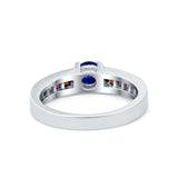 Soliaire Accent Multicolored Simulated Cubic Zirconia Ring 925 Sterling Silver