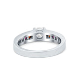 Soliaire Accent Multicolored Simulated Cubic Zirconia Ring 925 Sterling Silver