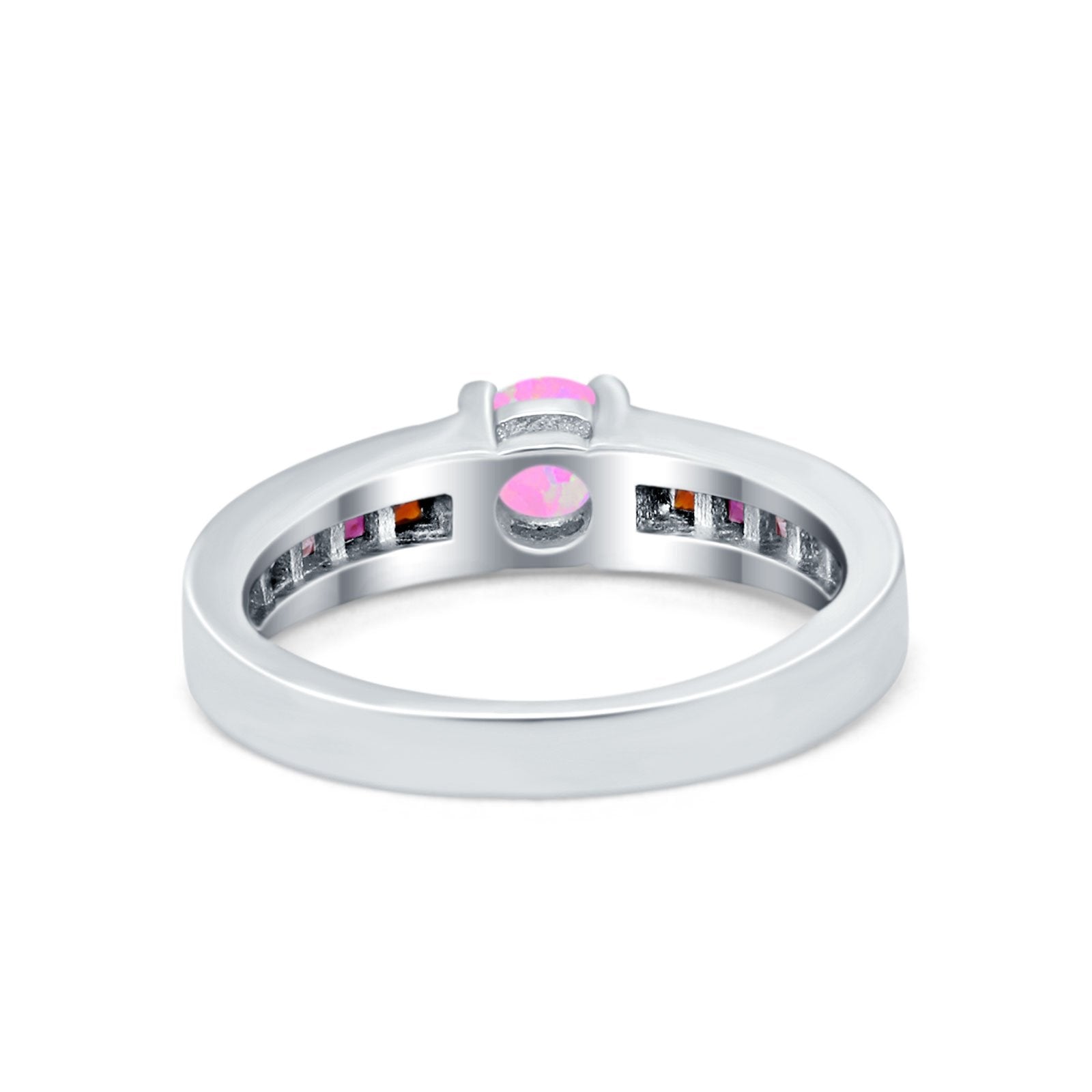 Soliaire Accent Multicolored Simulated Cubic Zirconia Ring 925 Sterling Silver