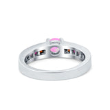 Soliaire Accent Multicolored Simulated Cubic Zirconia Ring 925 Sterling Silver