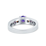 Soliaire Accent Multicolored Simulated Cubic Zirconia Ring 925 Sterling Silver