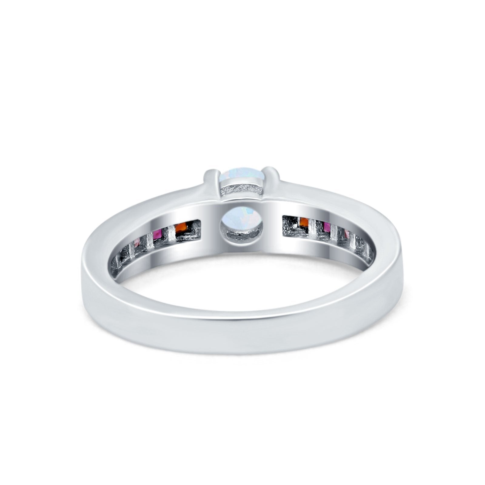 Soliaire Accent Multicolored Simulated Cubic Zirconia Ring 925 Sterling Silver