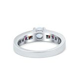 Soliaire Accent Multicolored Simulated Cubic Zirconia Ring 925 Sterling Silver