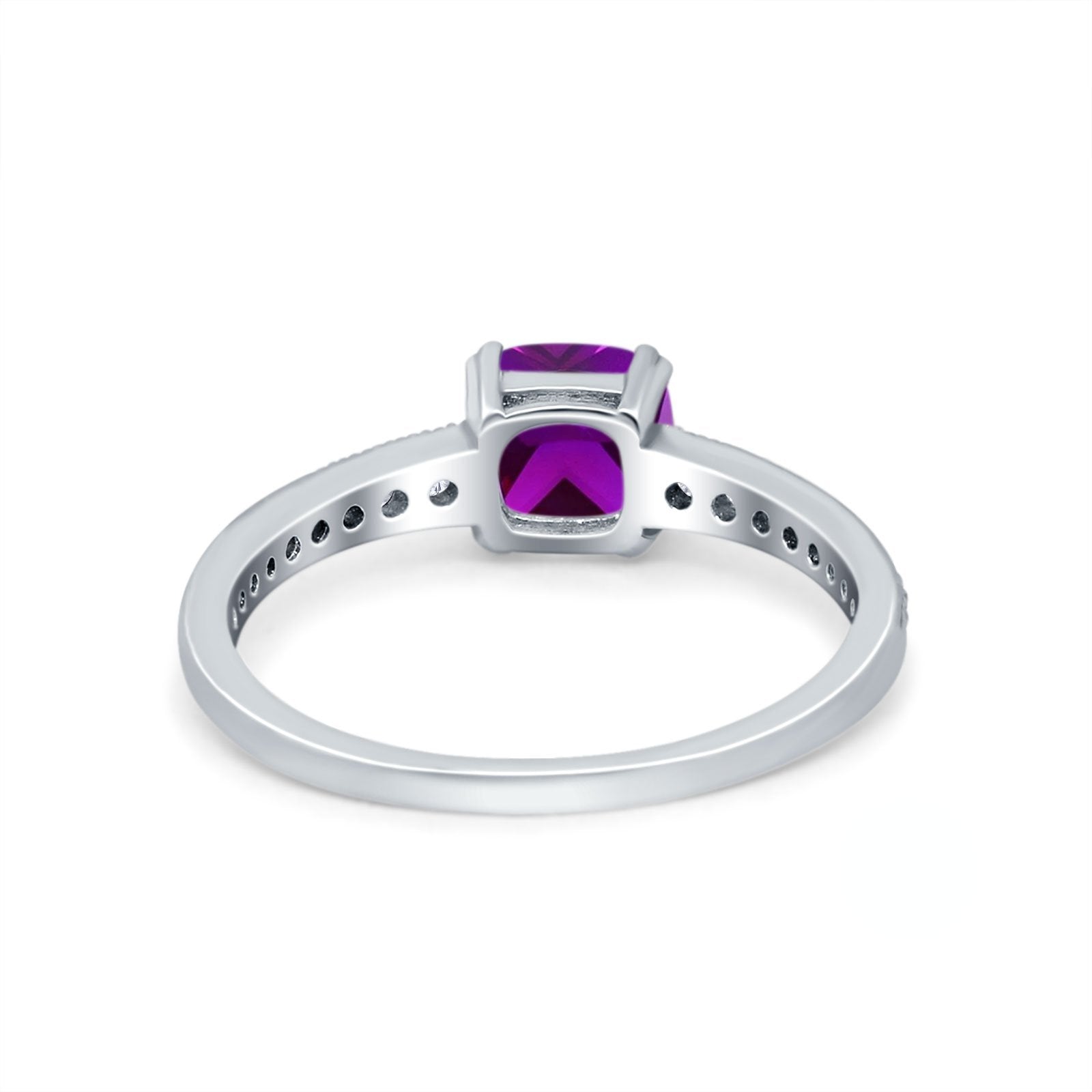 Cushion Cut Bridal Wedding Ring Simulated Cubic Zirconia 925 Sterling Silver