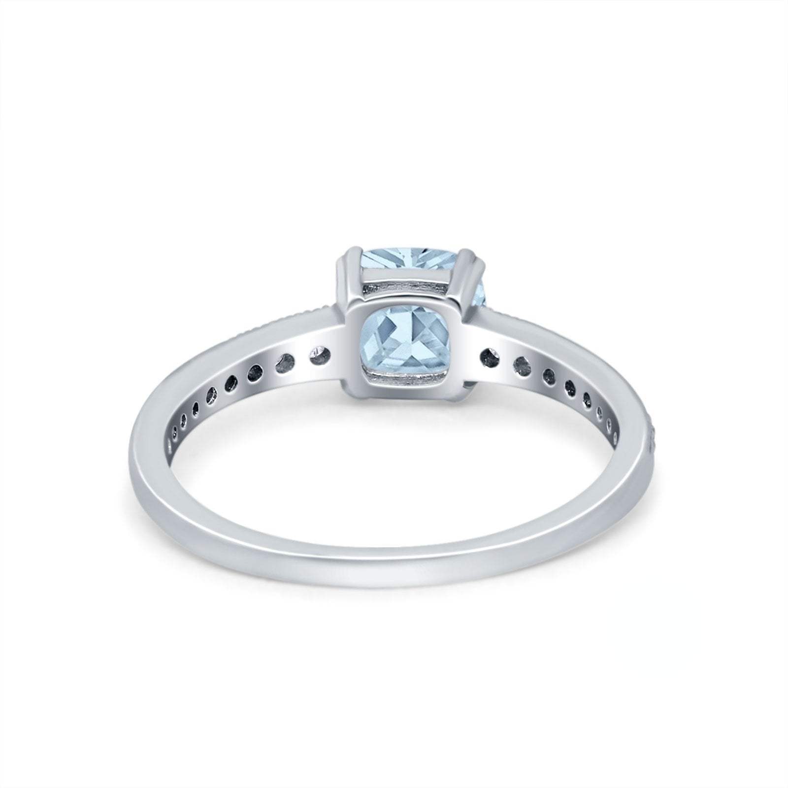 Cushion Cut Bridal Wedding Ring Simulated Cubic Zirconia 925 Sterling Silver