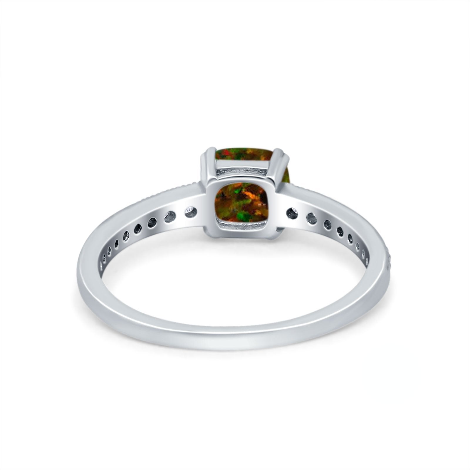 Cushion Cut Bridal Wedding Ring Simulated Cubic Zirconia 925 Sterling Silver