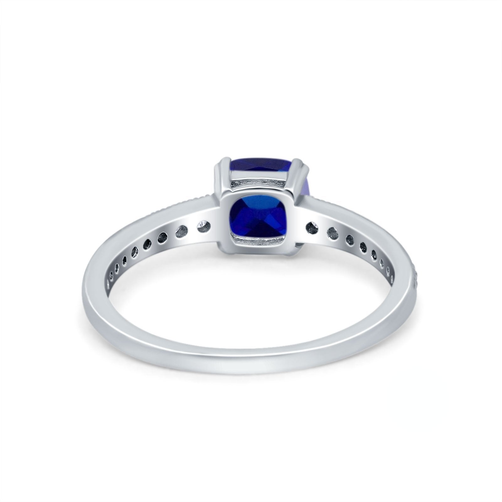 Cushion Cut Bridal Wedding Ring Simulated Cubic Zirconia 925 Sterling Silver