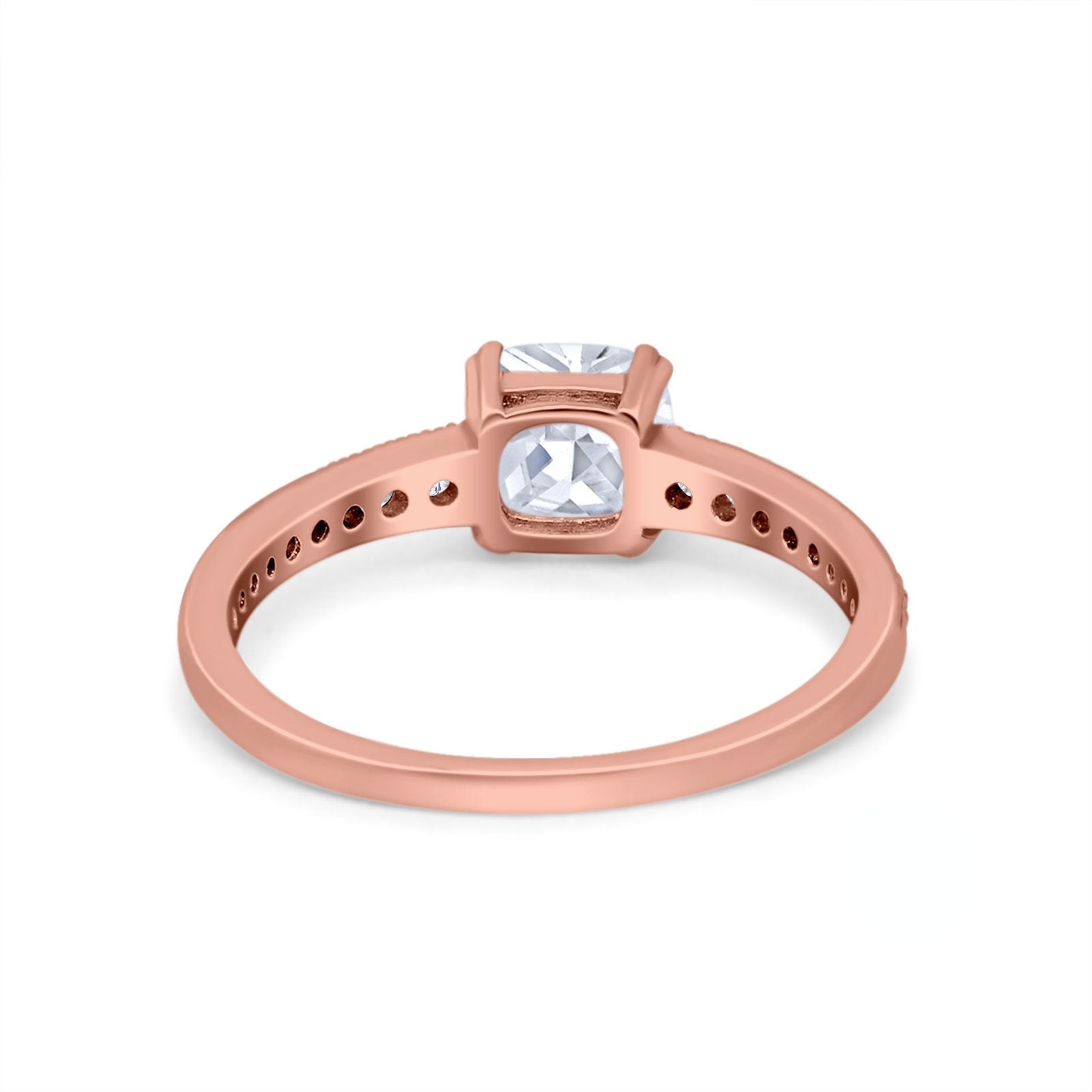 Cushion Cut Bridal Wedding Ring Simulated Cubic Zirconia 925 Sterling Silver